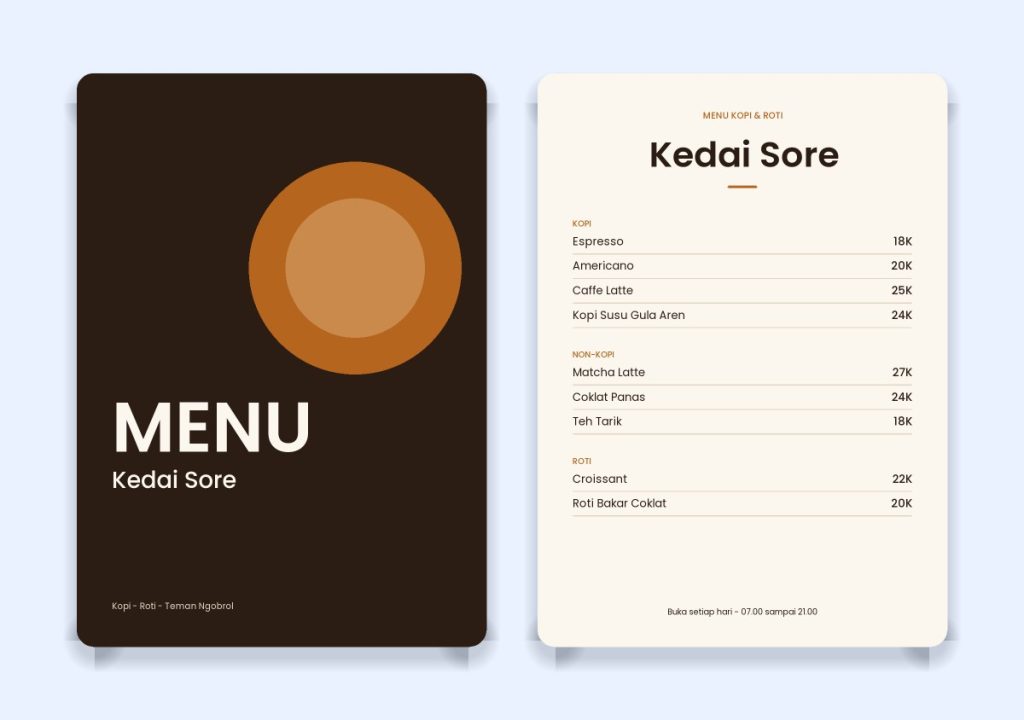 Preview template Canva menu kafe minimalis